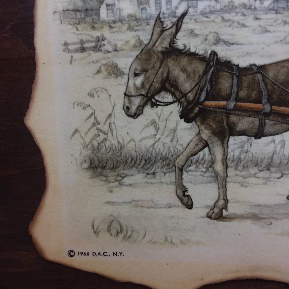 Set of 2 Vintage Anton Pieck Wall Plaque Decor Art‎ Wood Framed Old Country 10x9